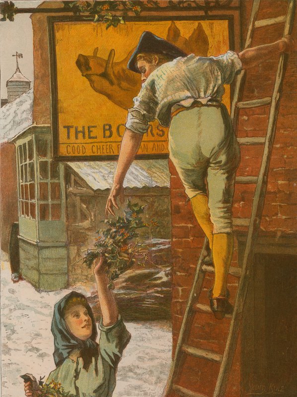 Manhã de Natal - decorando a tabuleta de Henry John Yeend King