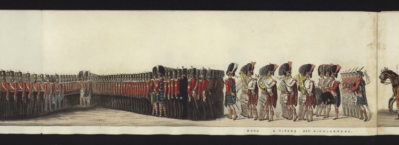 Parte da visão panorâmica de toda a procissão fúnebre de Arthur, Duque de Wellington (aquatinta colorida) de Henry Jr and Sala Alken