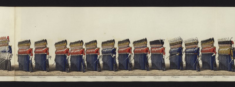 Parte da visão panorâmica de toda a procissão fúnebre de Arthur, Duque de Wellington (aquatinta colorida) de Henry Jr and Sala Alken
