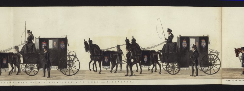 Parte da visão panorâmica de toda a procissão fúnebre de Arthur, Duque de Wellington (aquatinta colorida) de Henry Jr and Sala Alken