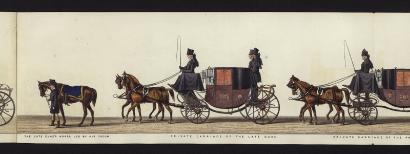 Parte da visão panorâmica de toda a procissão fúnebre de Arthur, Duque de Wellington (aquatinta colorida) de Henry Jr and Sala Alken