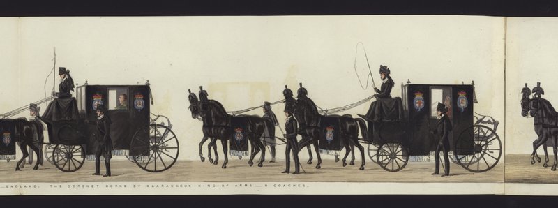 Parte da visão panorâmica de toda a procissão fúnebre de Arthur, Duque de Wellington (aquatinta colorida) de Henry Jr and Sala Alken