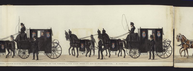 Parte da visão panorâmica de toda a procissão fúnebre de Arthur, Duque de Wellington (aquatinta colorida) de Henry Jr and Sala Alken