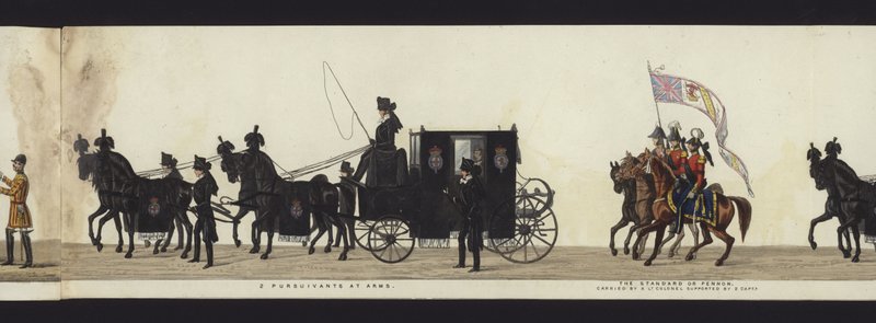 Parte da visão panorâmica de toda a procissão fúnebre de Arthur, Duque de Wellington (aquatinta colorida) de Henry Jr and Sala Alken
