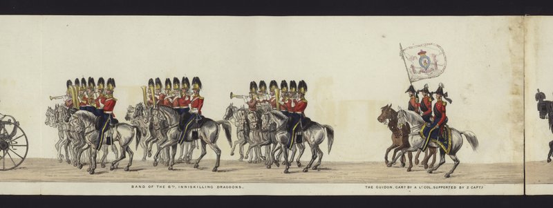 Parte da visão panorâmica de toda a procissão fúnebre de Arthur, Duque de Wellington (aquatinta colorida) de Henry Jr and Sala Alken