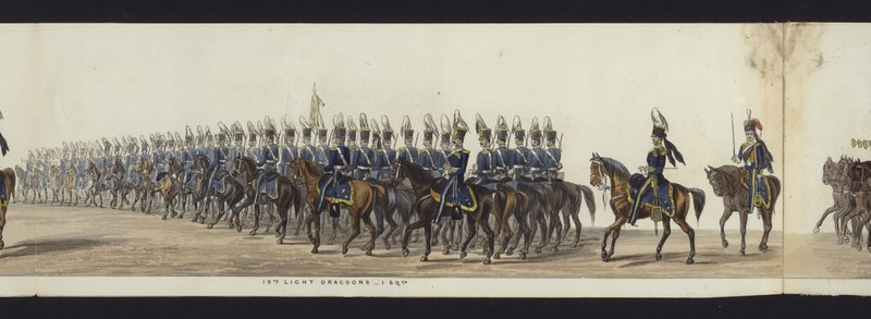 Parte da visão panorâmica de toda a procissão fúnebre de Arthur, Duque de Wellington (aquatinta colorida) de Henry Jr and Sala Alken