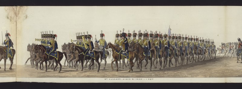 Parte da visão panorâmica de toda a procissão fúnebre de Arthur, Duque de Wellington (aquatinta colorida) de Henry Jr and Sala Alken