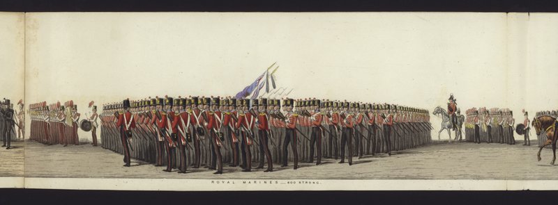 Parte da visão panorâmica de toda a procissão fúnebre de Arthur, Duque de Wellington (aquatinta colorida) de Henry Jr and Sala Alken