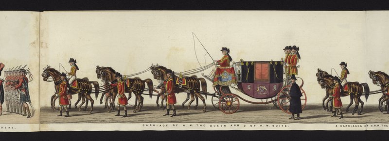 Parte da Vista Panorâmica de toda a Procissão Funerária de Arthur, Duque de Wellington (aquatint colorido) de Henry Jr and Sala George Augustus Alken