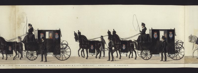 Parte da Vista Panorâmica de toda a Procissão Funerária de Arthur, Duque de Wellington (aquatint colorido) de Henry Jr and Sala George Augustus Alken