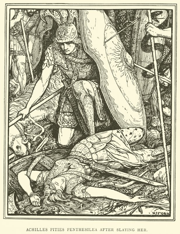 Aquiles Pities Penthesilea depois de matá-la de Henry Justice Ford