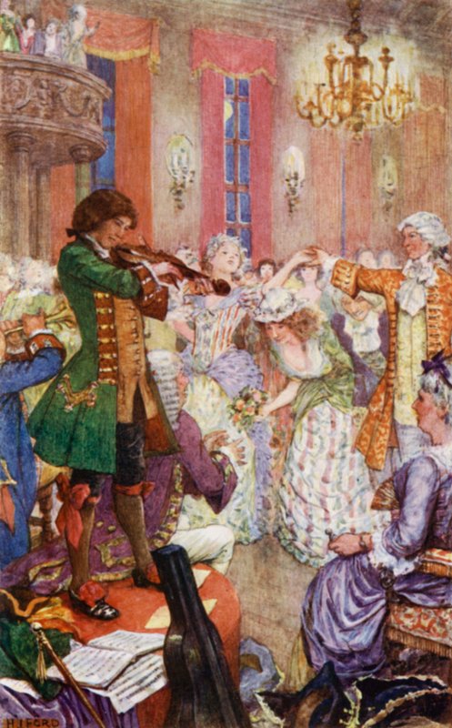 Jack cego toca seu violino nas bolas de montagem de Henry Justice Ford