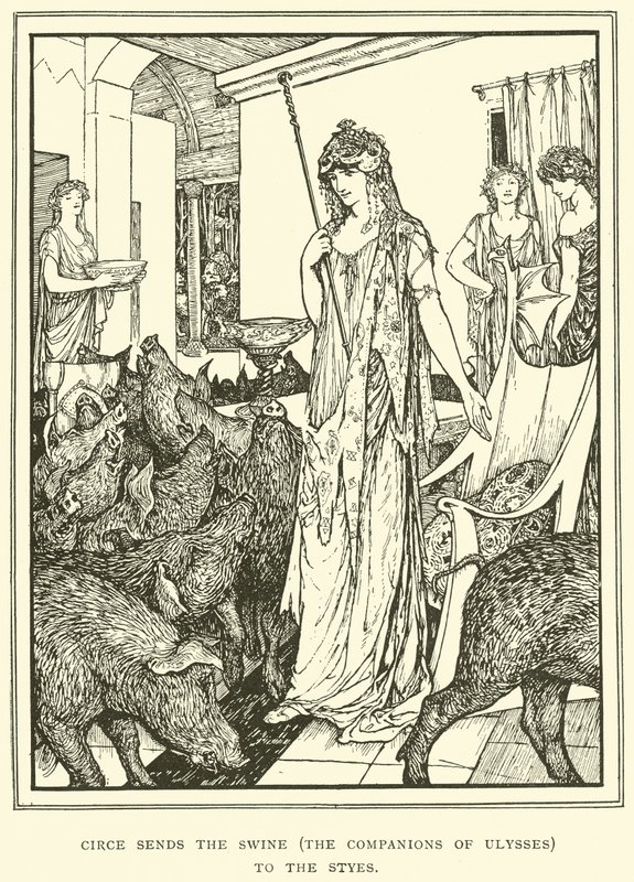 Circe envia os Suínos (Os Companheiros de Ulisses) para os Chiqueiros de Henry Justice Ford