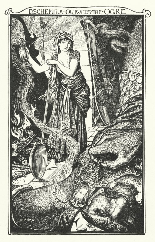Dschemila supera o Ogre (gravura) de Henry Justice Ford