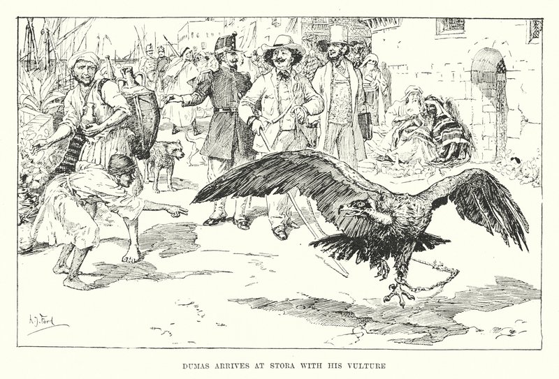 Dumas chega a Stora com os seus abutres (gravura) de Henry Justice Ford