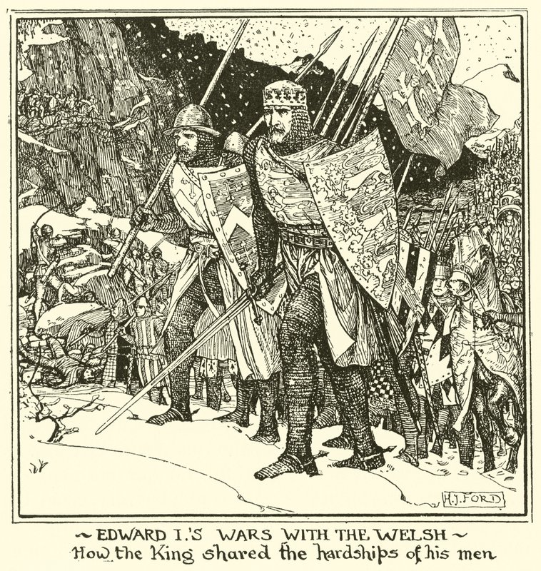 Edward é guerras com os galeses. Como o rei compartilhou as dificuldades de seus homens de Henry Justice Ford