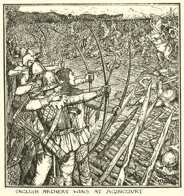 Tiro com arco inglês vence em Agincourt de Henry Justice Ford