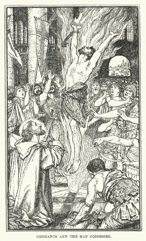 Germanus e o homem possuído (litho) de Henry Justice Ford