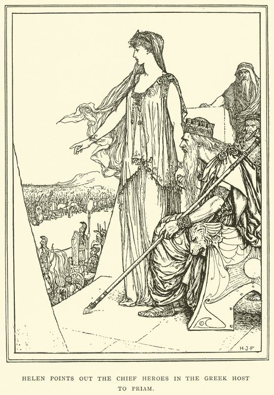 Helen aponta os heróis-chefes do exército grego para Príamo de Henry Justice Ford