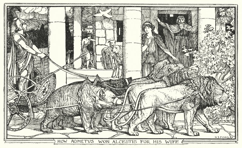 Como Admetus ganhou Alcestis para sua esposa (litho) de Henry Justice Ford
