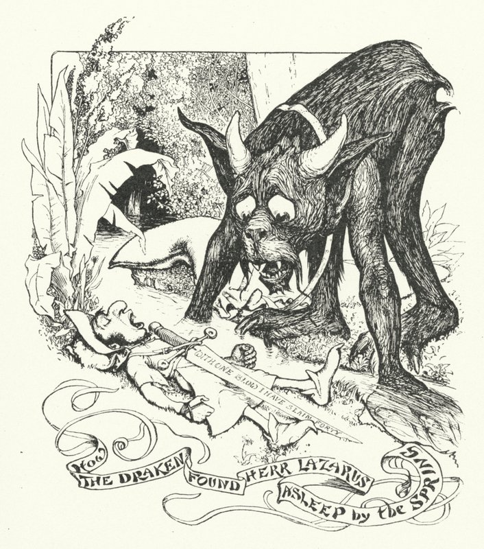 Como o Dragon encontrou Herr Lazarus Adormecido pela Primavera (gravura) de Henry Justice Ford