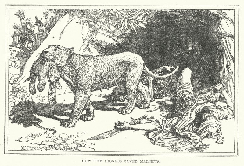 Como a leoa salvou Malchus (litho) de Henry Justice Ford