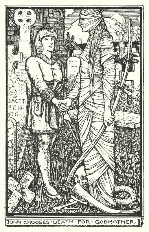 João escolhe a Morte para a Madrinha (litho) de Henry Justice Ford