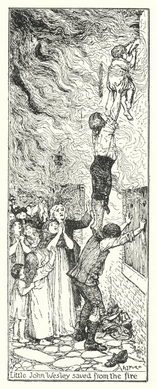 O pequeno John Wesley salvo do fogo (litho) de Henry Justice Ford