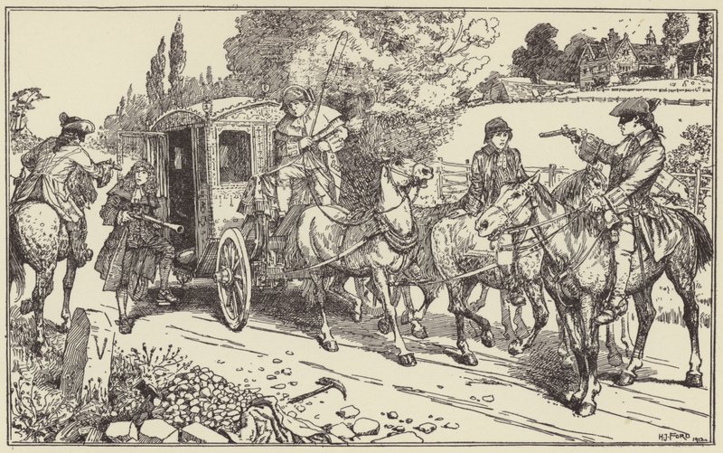 Maclean e Plunket param a carruagem de Lord Eglinton de Henry Justice Ford