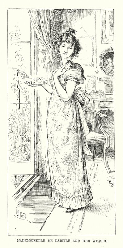 Mademoiselle de Laistre e a sua doninha (gravura) de Henry Justice Ford