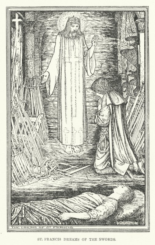 São Francisco sonha com as espadas (litho) de Henry Justice Ford