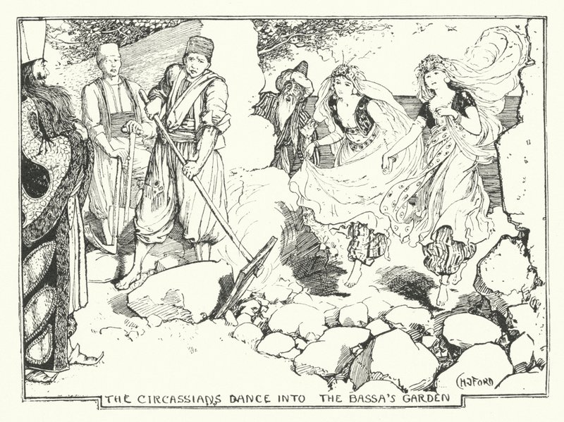 Os Circassianos Dançam no Jardim da Bassa (gravura) de Henry Justice Ford