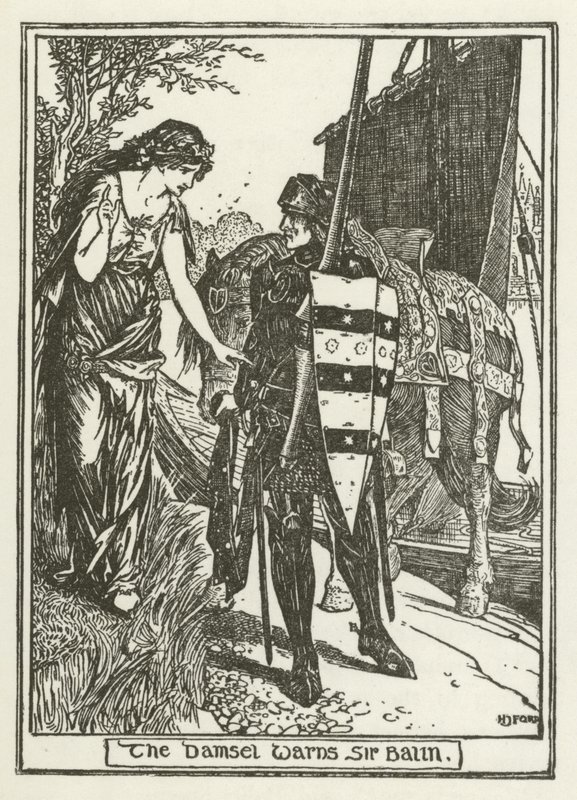A donzela adverte Sir Balin de Henry Justice Ford