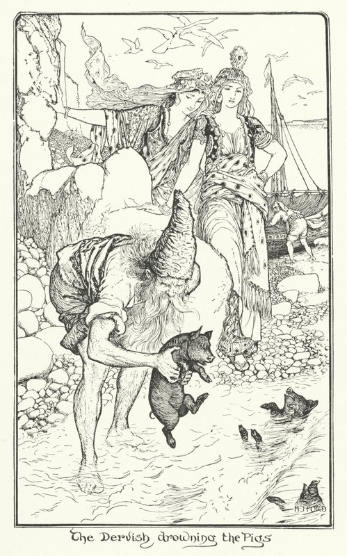 Os Dervixes afogando os Porcos (gravura) de Henry Justice Ford
