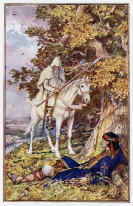 O homem no cavalo branco vem para curar St Cuthbert de Henry Justice Ford