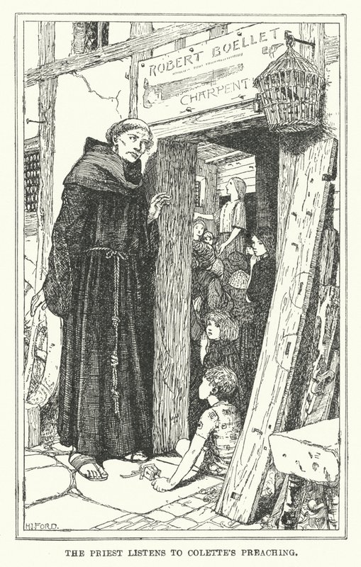 O padre ouve a pregação de Colette (litho) de Henry Justice Ford