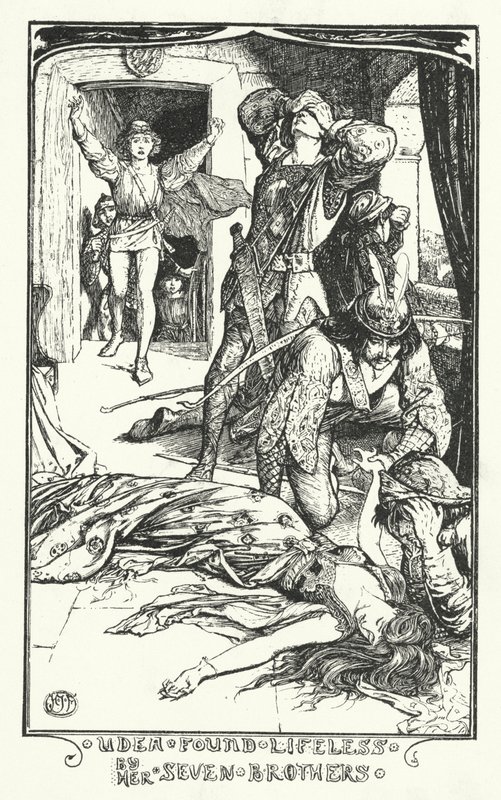 Udea encontrou o sem vida de seus sete irmãos (gravura) de Henry Justice Ford