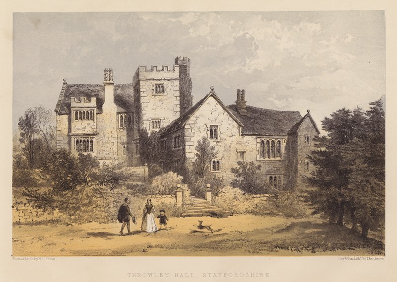 Throwley Hall, Staffordshire (aquatint) de Henry Lark Pratt