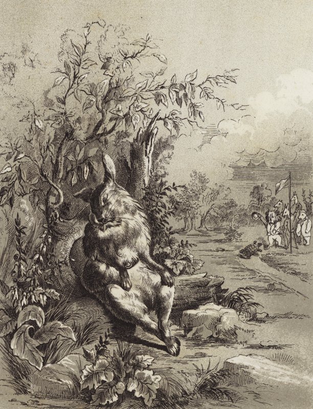As Fábulas de Esopo: A Lebre e a Tartaruga (litho) de Henry Louis Stephens
