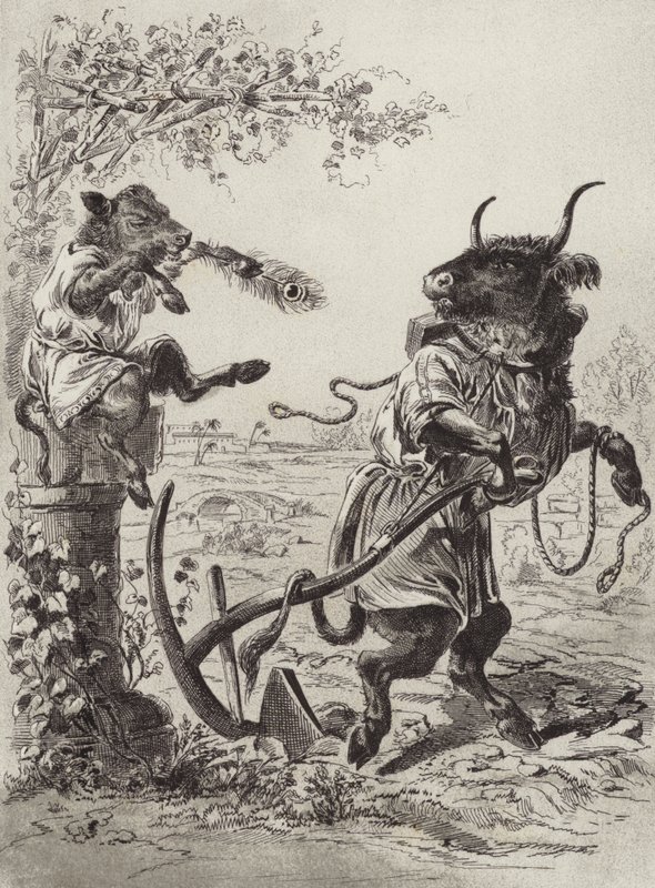 As Fábulas de Ésopo: O Bezerro de Wanton (litho) de Henry Louis Stephens