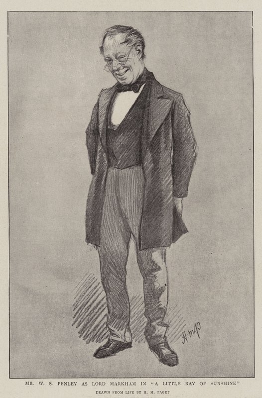 Sr W S Penley como Lord Markham em "A Little Ray of Sunshine" (litho) de Henry Marriott (after) Paget