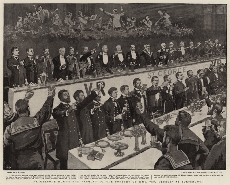 Uma casa de boas-vindas, o banquete para a companhia de HMS St George em Portsmouth de Henry Marriott Paget