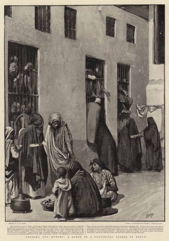 Alimentando os famintos, uma cena em uma prisão provincial no Egito de Henry Marriott Paget
