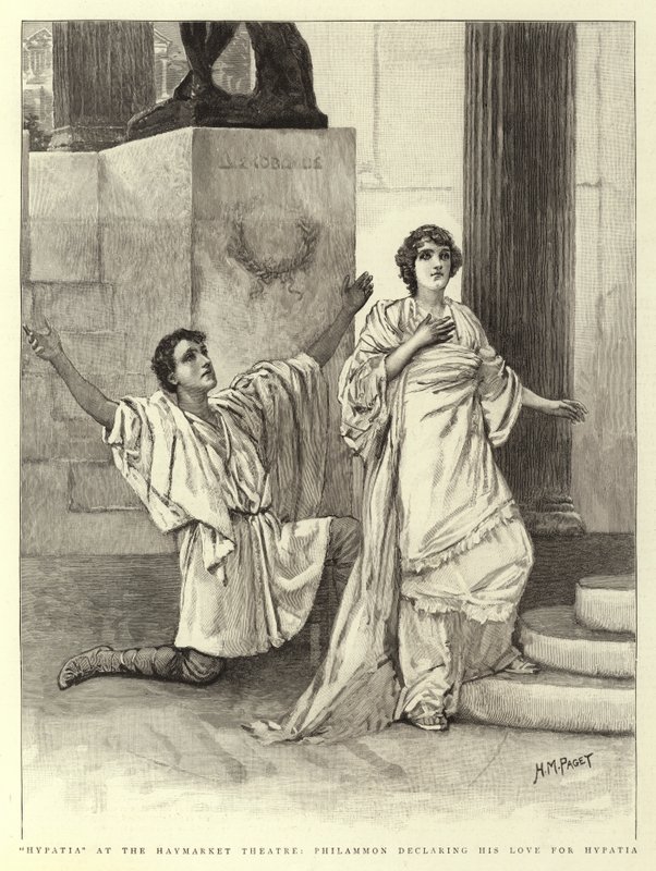Hypatia no Teatro Haymarket, Philammon declarando seu amor por Hypatia de Henry Marriott Paget