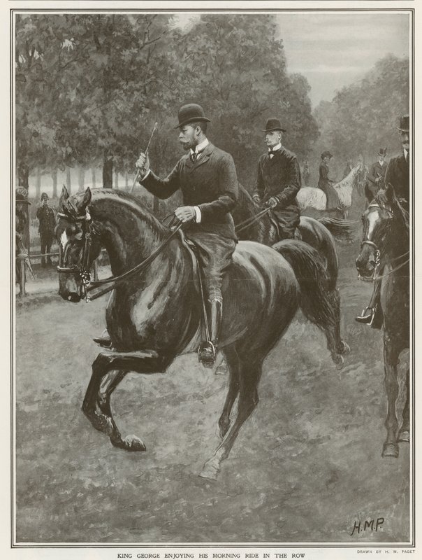 Passeio diário do rei George em Hyde Park de Henry Marriott Paget