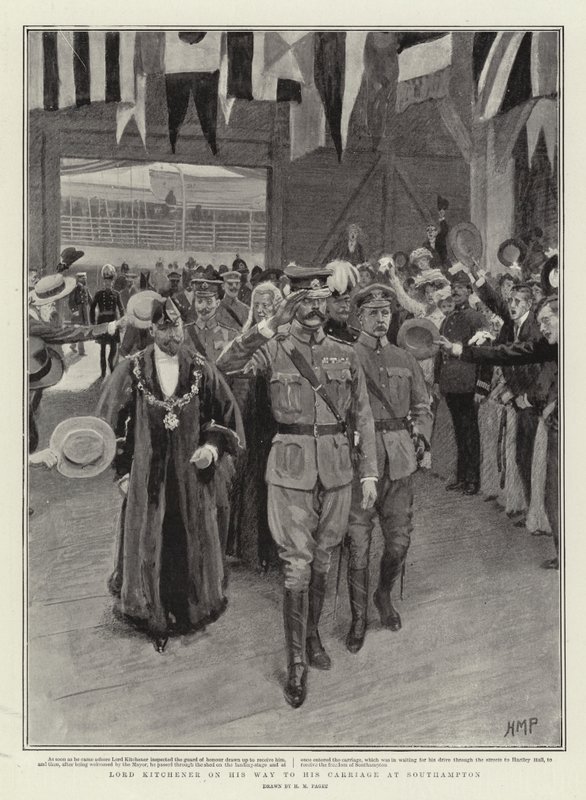 Lord Kitchener em seu caminho para o seu transporte em Southampton de Henry Marriott Paget
