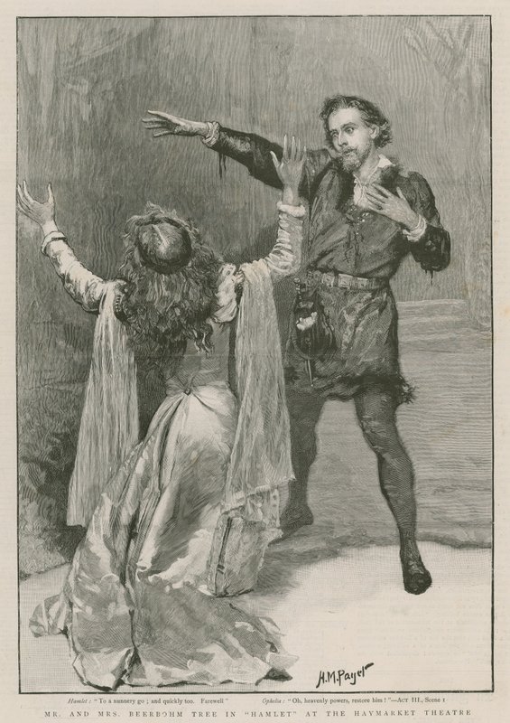 Sr. e Sra. Beerbohm Tree em Hamlet no Haymarket Theatre (gravura) de Henry Marriott Paget