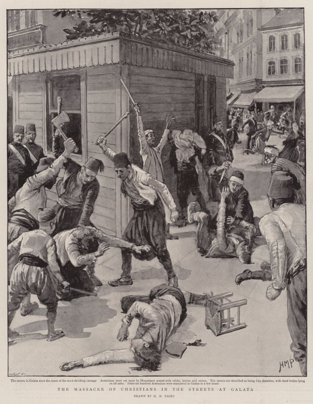 O massacre dos cristãos nas ruas de Galata de Henry Marriott Paget