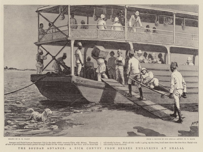 The Soudan Advance, um comboio doente de Berber embarcando em Shalal de Henry Marriott Paget