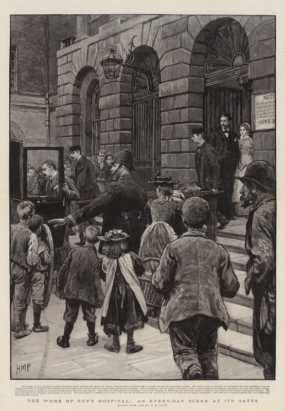 O trabalho do Guy&39;s Hospital, uma cena de todos os dias em seus portões de Henry Marriott Paget